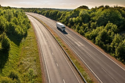 Lorry on road